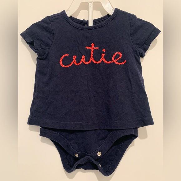 Gap 2 piece outfit- onesie with denim skirt. Size 3-6 months. - Picture 2 of 6